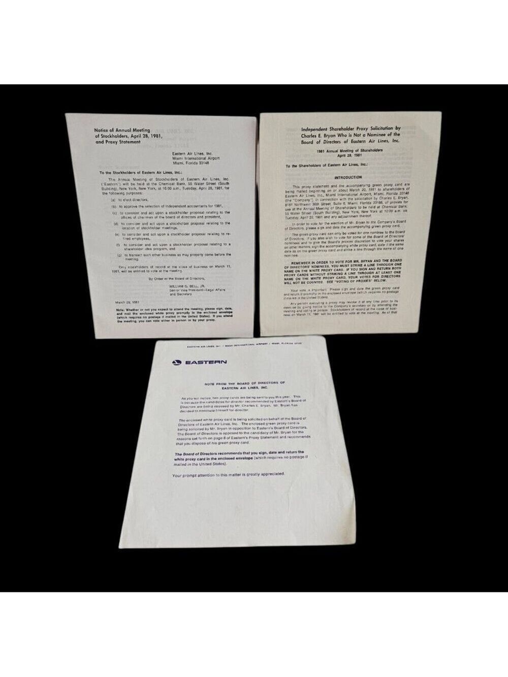 Eastern Air Lines Independent Shareholder Proxy Booklet April 28 1981 Ephemera